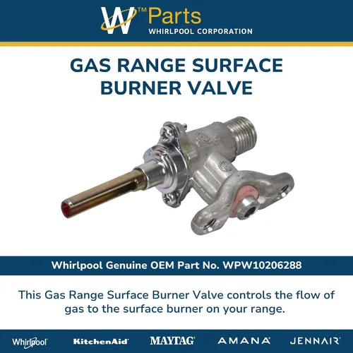 Miniatura 3 de Whirlpool WPW10206288 Pieza de repuesto de la válvula de quemador de superficie de la gama de gas OEM genuina - reemplaza W10206288