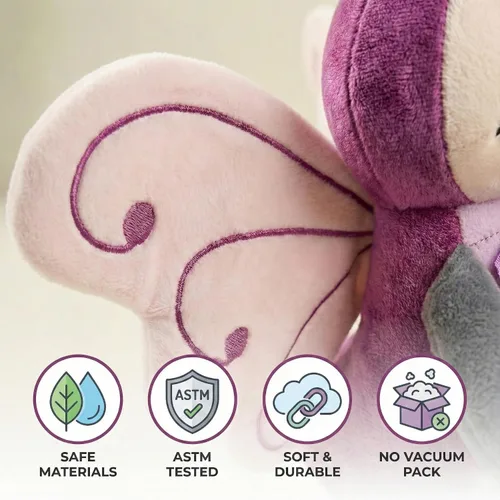 Miniatura 5 de Peluche de mariposa con bolsa de capullo, 12 pulgadas, color morado para niñas pequeñas Soft polyester metamorphosis pretend play toy with