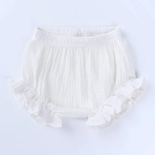 Miniatura 2 de Pantalones cortos de algodón y lino con volantes para bebés y niñas pequeñas