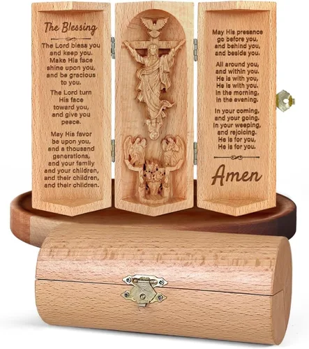 Miniatura 13 de Jesuspirit - Decoración cristiana, estatuas católicas de madera, escultura Familia de Belén, Estatua de Jesús, Estatua de la Virgen María, 2-B