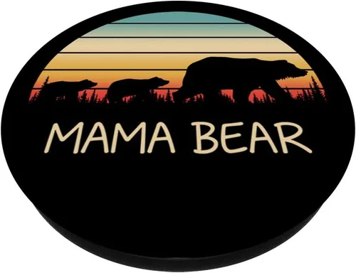 Miniatura 2 de Oso de mamá con 2 cubs Pop Socket Vintage Retro Día de la Madre – PopSockets Grip y soporte para teléfonos y tabletas