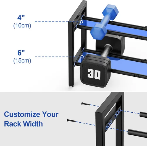 Miniatura 5 de Dumbbell Rack 2-Tier Adjustable Weight Rack For Home Gym Dumbbells Kettlebell (Rack Only)