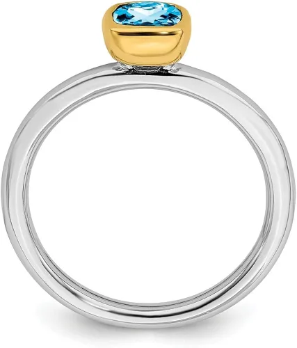 Miniatura 2 de Anillo de plata de ley 925 apilable chapado en oro azul topacio banda de eternidad