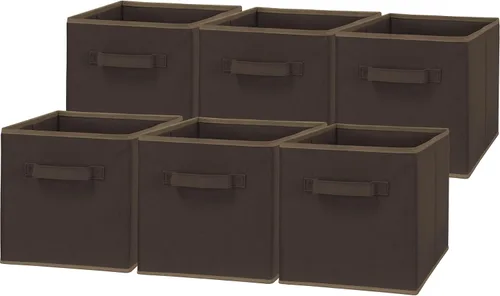 Miniatura 16 de Simple Houseware Contenedores de almacenamiento plegables de 11 pulgadas, color beige, paquete de 6 cubos de tela organizadores para armario