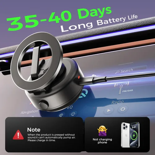 Miniatura 7 de Soporte magnético de succión eléctrica para teléfono MagSafe, soporte magnético ajustable de 360° para teléfono celular, plegable y portátil