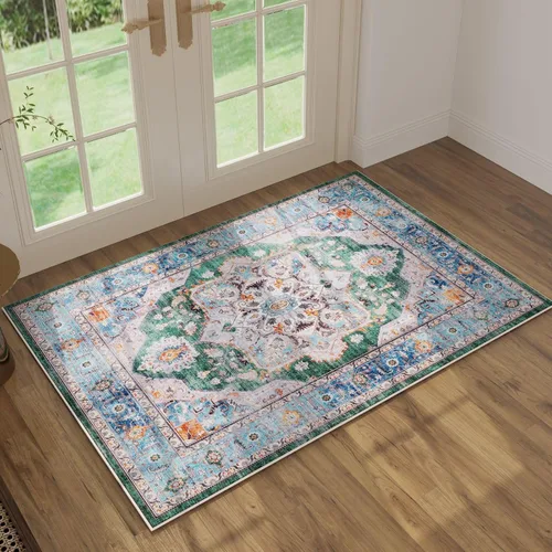 Miniatura 51 de Rugcomf Alfombra de pasillo de 2 x 6 pies, lavable, bohemio, suave, antideslizante, no desprende pelusa, lana sintética, estilo vintage para cocina