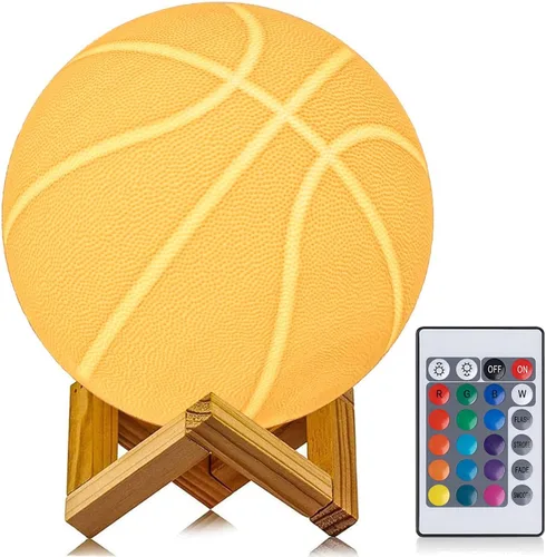 Luz nocturna de baloncesto, regalos para papás y hombres aficionados al baloncesto, lámpara de habitación con control remoto, 16 colores cambiantes,