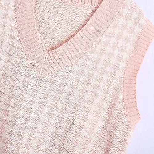 Miniatura 3 de Suéter para mujer, casual, cuello en V, sin mangas, color colisión, suéter sin mangas, chaleco estético