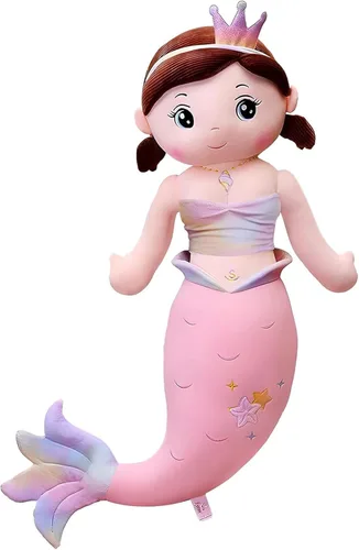 Peluche de Sirena de Animales de Peluche, 23.6 pulgadas Lindo y Suave Rosa Sirena de Peluches para Abrazar Juguetes de Almohada Kawaii Regalo de