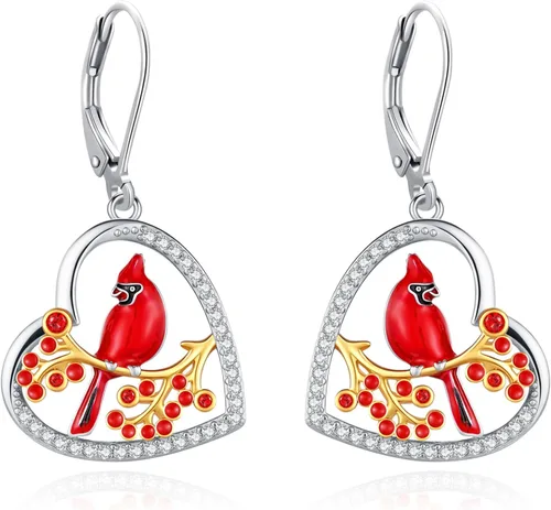 Miniatura 236 de Aretes colgantes de plata de ley con diseño de árbol de la vida, flor, abeja, animales, gato, colibrí, piedra lunar, turquesa, aretes con cierre