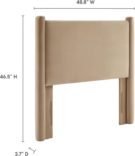 Miniatura 33 de Modway Rael Queen - Cabecera tapizada con pilares en color gris pardo - Cabecera de terciopelo resistente a las manchas para camas tamaño Queen Topo