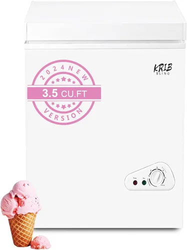 Miniatura 10 de KRIB BLING Congelador de pecho, termostato ajustable, congeladores compactos con cesta de almacenamiento extraíble para casa, cocina, garaje, Negro