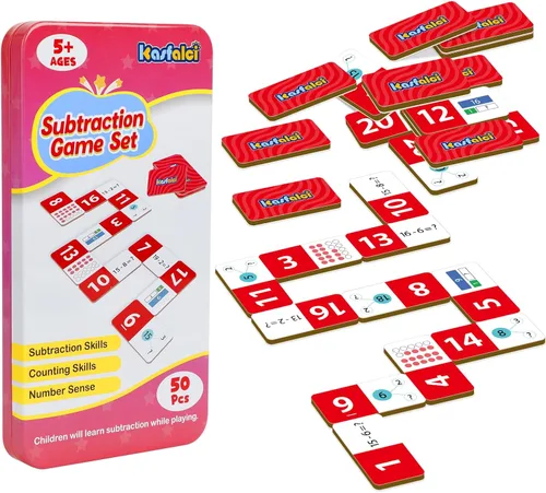 Miniatura 8 de Kasfalci Juego de dominó adicional, juegos de matemáticas para niños, manipuladores de matemáticas, juguetes de conteo, juegos de aprendizaje