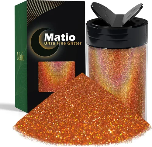 Miniatura 12 de Matio Polvo iridiscente de purpurina ultra fina, 7.76 onzas/7.76 oz verde esmeralda para manualidades, copos de lentejuelas metálicas de 1/128