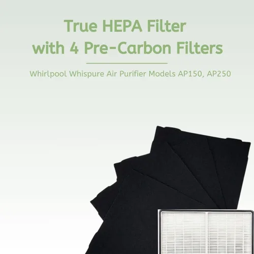 Miniatura 3 de Nispira Filtro HEPA verdadero (pequeño) con 4 filtros de precarbono compatibles con los modelos Whirlpool Whispure purificador de aire AP150 AP250