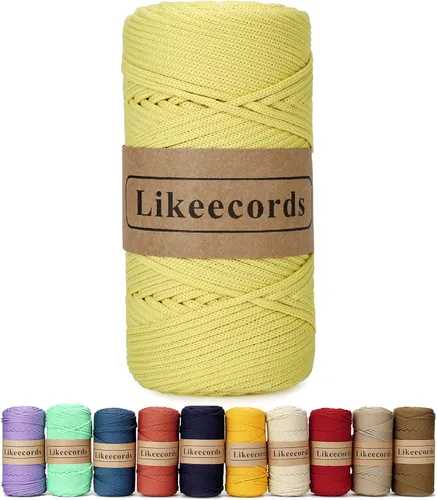 Miniatura 16 de Likeecords Cordón de macramé trenzado de poliéster de 0.157 in, 140 yardas/426 pies, hilo elástico para bolsa de ganchillo para manualidades, Verde