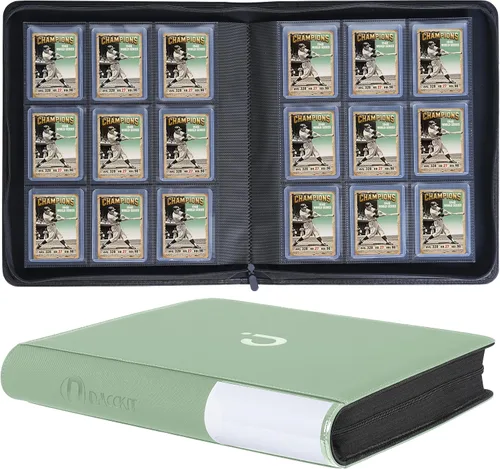 D DACCKIT Carpeta Toploader con capacidad para 288 cargadores superiores, carpeta con 9 bolsillos superiores para tarjeteros rígidos de 3 x 4