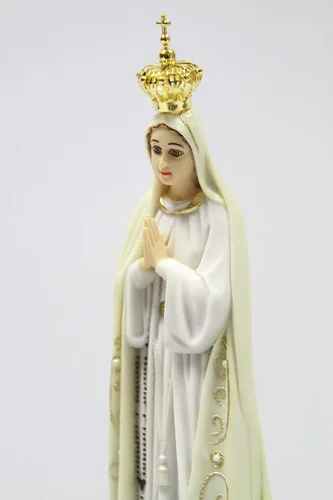 Miniatura 9 de Vittoria Collection Figura de escultura italiana de 11 1/2 pulgadas de alto de Nuestra Señora de Fátima con corona de metal, hecha en Italia