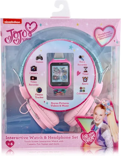 Miniatura 2 de Accutime JoJo Siwa Nickelodeon - Reloj inteligente de aprendizaje educativo para niñas con auriculares verdes y rosados a juego (modelo JOJ40159AZ)