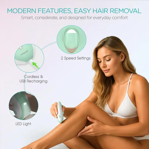 Miniatura 5 de VOGOE Depiladora para mujer, depiladora inalámbrica para mujeres, depiladora eléctrica 4 en 1, 2 velocidades y 21 pinzas para cara, piernas, brazos