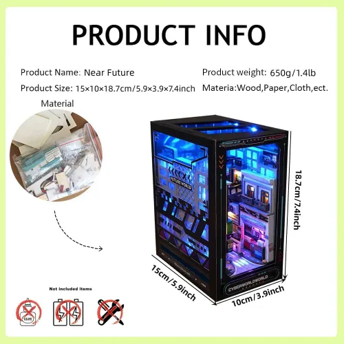 Miniatura 4 de Soporte de madera 3D para libros, rompecabezas DIY casa de muñecas sujetalibros de madera, kit de construcción modelo de rincón para adolescentes