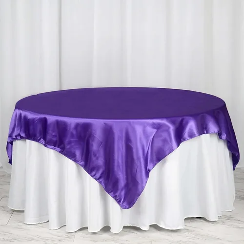 Miniatura 38 de Efavormart Paquete de 5 Sobremanteles Cuadrados de Satén de 60" para Decoraciones de Mesa de Bodas, Catering y Fiestas, Cubierta de Mantel Negro