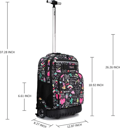 Miniatura 7 de Tilami Mochila con ruedas, mochila para laptop de 19 pulgadas con ruedas y lonchera
