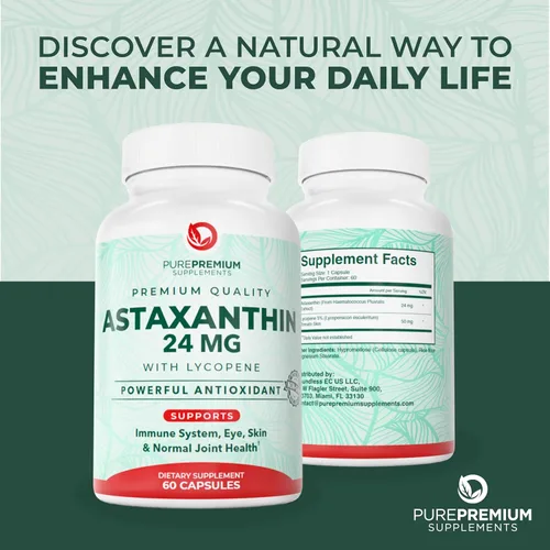 Miniatura 7 de PurePremium - Suplementos de astaxantina – Astaxantina 24 mg con licopeno 50 mg Antioxidantes Suplemento para la salud de la piel y los ojos