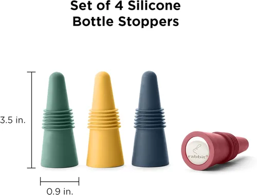 Miniatura 2 de Rabbit, tapones para botellas de vino y bebidas, juego de 4 unidades de silicona