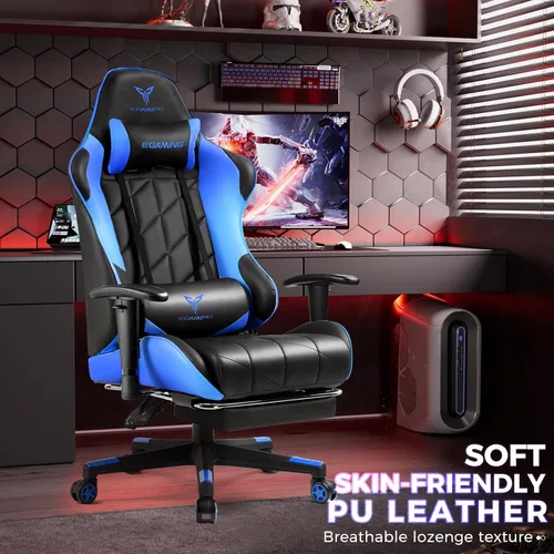 Miniatura 6 de EXRACING Silla de juegos con reposabrazos ajustables en 3D, diseño de estampado de vaca, silla de oficina ergonómica con respaldo alto, silla