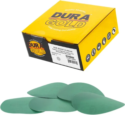 Miniatura 8 de Dura-Gold Discos de lijado de película verde de 5 pulgadas de alta calidad - Grano 80 (caja de 50) - Discos de papel de lija con respaldo de gancho