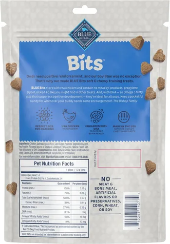 Miniatura 2 de Blue Buffalo Bits Golosinas suaves para entrenamiento para perros, hechas con ingredientes naturales y mejoradas con DHA, receta de pollo, bolsa