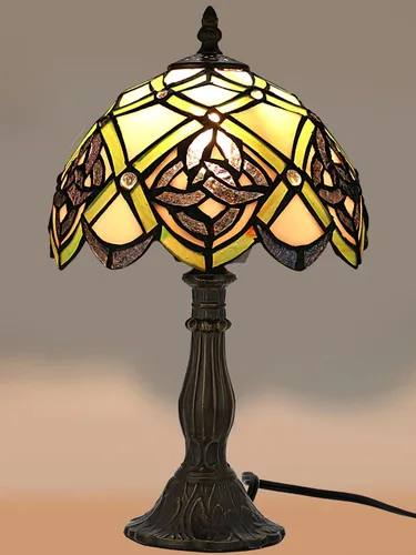 KY&BOSAM Lámpara de Mesa Celta Irlandesa Tiffany Estilo Trébol Lámpara de Escritorio Luz Nocturna de Vidrio Emplomado 14 Pulgadas de Alto 8 Pulgadas