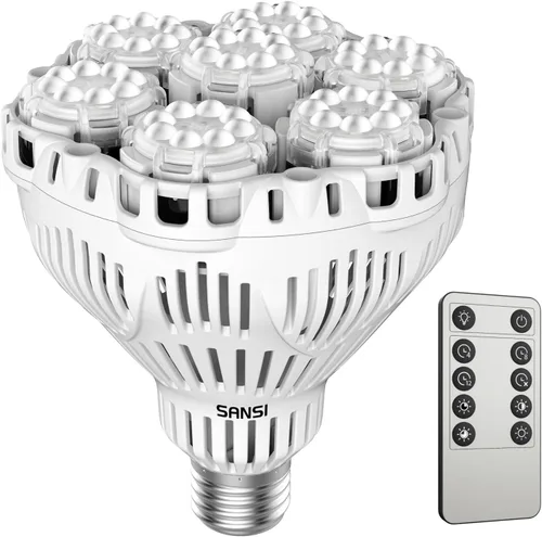 SANSI - Bombilla de crecimiento regulable de espectro completo, alta PPFD de 40W (equivalente a 600 vatios) con control remoto, temporización de