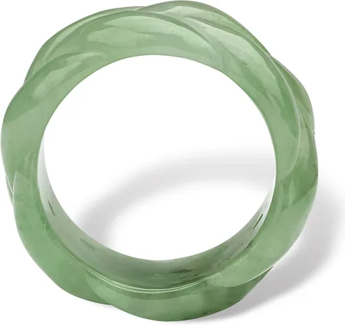 Miniatura 2 de PalmBeach Genuine Green Jade Braided Eternity Ring Sizes 6-12