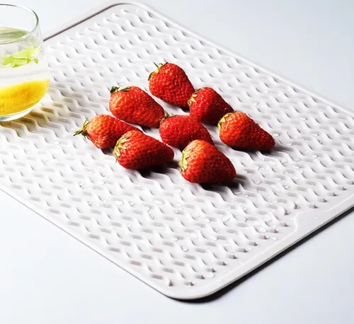 Miniatura 19 de Tapete de silicona para secar platos, antideslizante, fácil de limpiar, tapete escurridor de platos grande resistente al calor para encimera