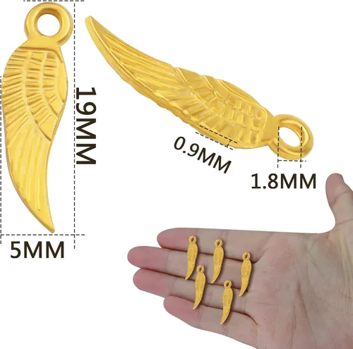 Miniatura 3 de 100 dijes de alas de ángel, de aleación tibetana, accesorios para hacer joyas, pulseras, collares, manualidades, suministros para fiestas