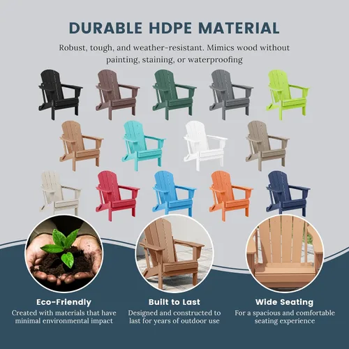 Miniatura 5 de HDPE Laguna Silla Adirondack plegable de polietileno (juego de 2), teca