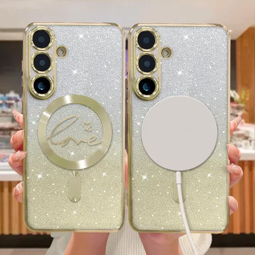 Miniatura 78 de ZONRW - Funda para Samsung Galaxy S22 Ultra magnética, para mujeres y niñas, cubierta trasera suave, lujosa, con corazón de amor, bling, degradado