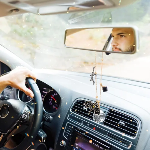Miniatura 7 de Accesorios colgantes de dragón para espejo de automóvil, dije negro de autos de fantasía para espejos retrovisores, colgante de atrapasoles