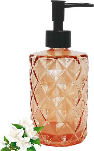 Miniatura 18 de 14Oz Black Pump Glass Soap Dispenser, Brown Stripe Countertop Refillable Liquid Bottle Hand Dish Lotion Dispenser with Plastic Pump, for Kitchen