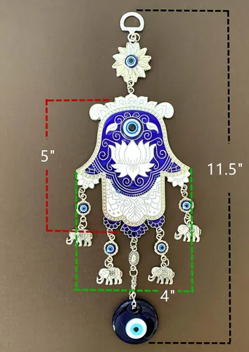 Miniatura 4 de Amuleto de mano Hamsa azul turco para colgar en la pared, diseño retro, CL06