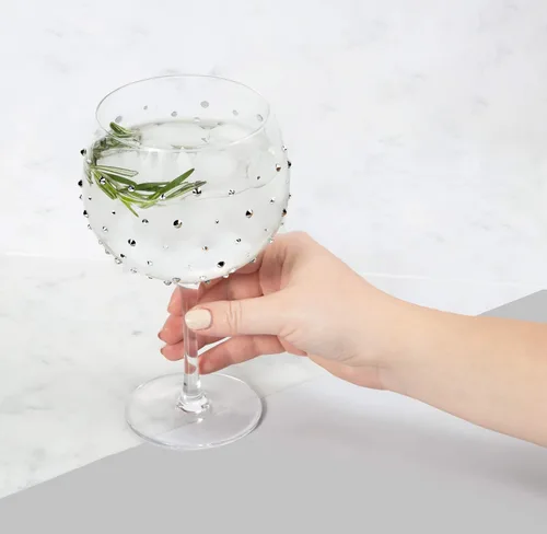 Miniatura 5 de Pavilion - Copa de vino con tallo de 24 onzas, piedras preciosas de vidrio negro, cristal de cumpleaños