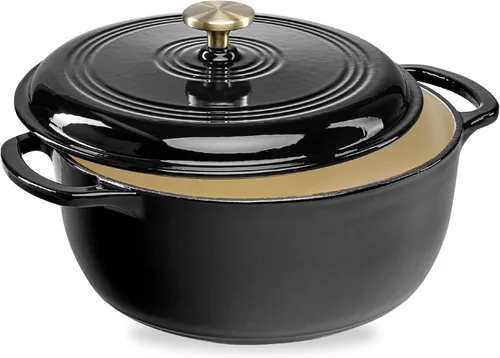Miniatura 34 de Best Choice Products - Horno holandés redondo de hierro fundido esmaltado de 6 cuartos de galón, utensilios de cocina pretratados de alta