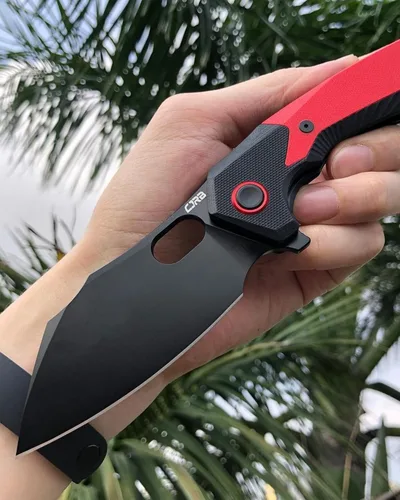 Miniatura 2 de CJRB - Navaja de bolsillo plegable Caldera (J1923), con hoja de acero AR-RPM9 en polvo rojo, mango G10, para hombres, EDC, camping, senderismo, aire