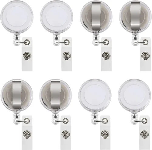 Miniatura 11 de JANYUN 50 Piezas Clips Retráctiles de Carrete de Insignias Portador para Colgar Tarjeta de Identificación Nombre Llavero (Negro)