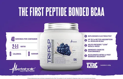 Miniatura 3 de Metabolic Nutrition TRIPEP - Aminoácido de cadena de rama de tres péptidos, polvo BCAA, suplemento pre intrapost-entrenamiento Sandía, 14.11 oz