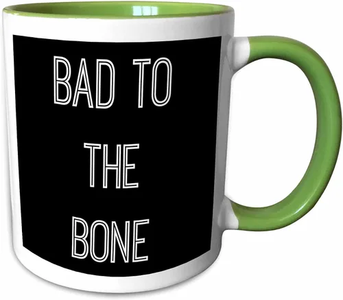 Miniatura 9 de 3dRose Bad to The Bone - Taza de cerámica con fondo de letras, 11 onzas, negro/blanco