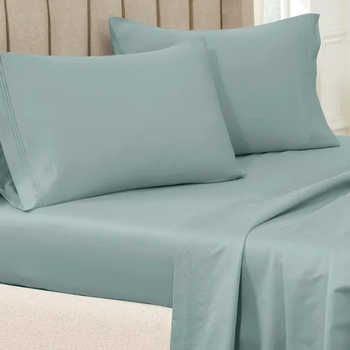 Miniatura 17 de Superior 100% algodón egipcio de 650 hilos, juego de fundas de almohada estándar de 2 piezas, una sola capa, sólido, azul bebé