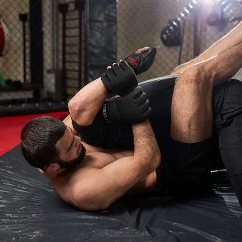 Miniatura 6 de Meister [Crítico] Guantes MMA de 4 onzas para golpear y agarrar con cuero Nemeios previamente curvado